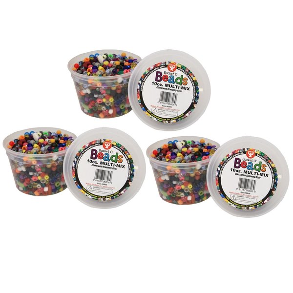 Hygloss Products Bucket O Beads, Multi Mix, 10 oz. Per Pack, PK3 6806